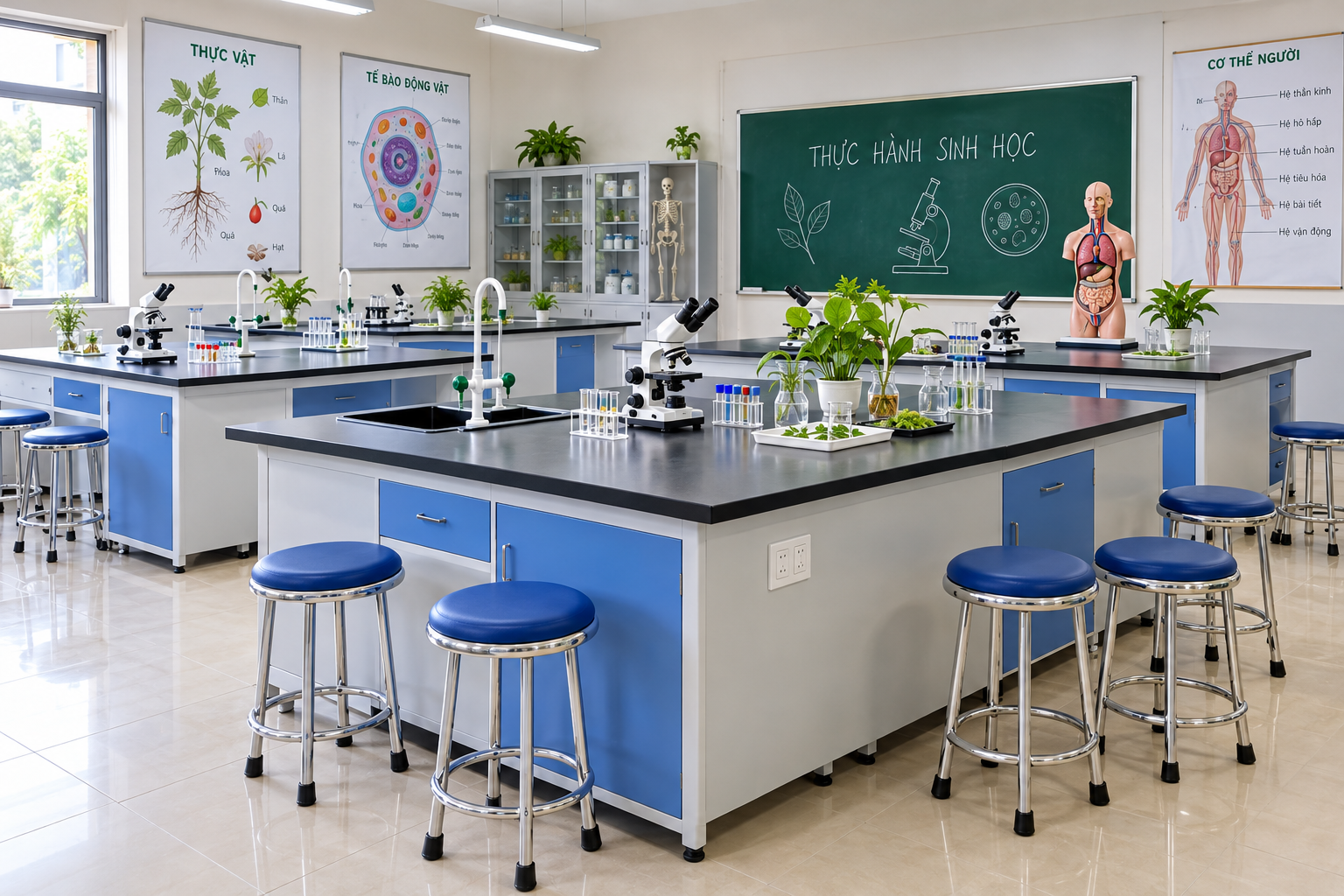 bố trí bàn thí nghiệm trong phòng học bộ môn khoa học
