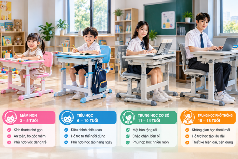 bàn ghế thông minh phù hợp với học sinh ở độ tuổi nào